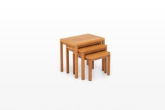 Vintage Oak Nesting Tables by Van Den Berghe Pauvers, 1970s, Set of 3