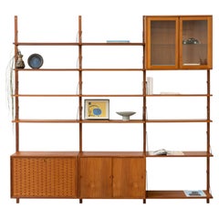 Vintage-Wandregal „Royal System“, Mid-Century-Modern-Stil aus Teakholz und Metall, 244 cm