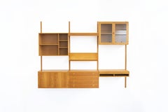 Mobile da parete vintage danese in rovere, design modulare, 273,5 x 212,5 cm