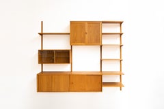 Mobile da parete danese in rovere vintage, design modulare, 243,5 x 212,5 cm