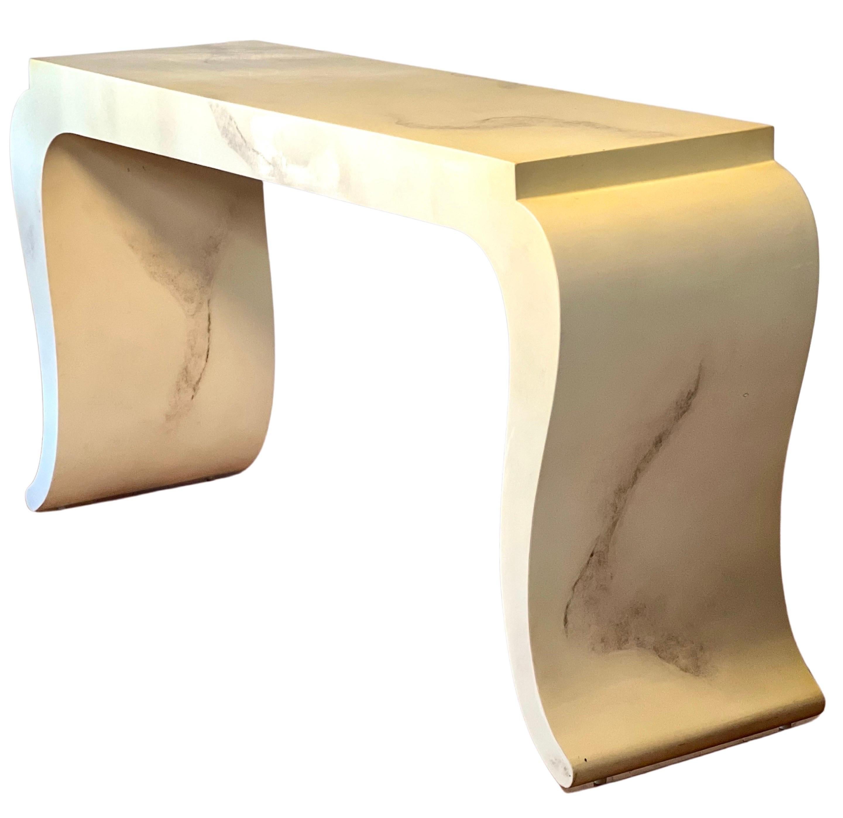 Karl Springer Style Faux Marble Console
