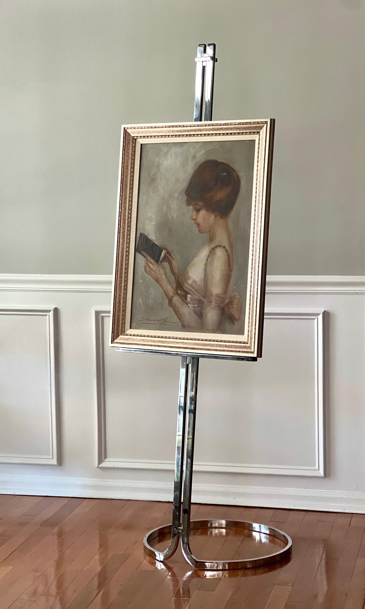 Art Nouveau Archie Gunn, Untitled Portrait of a Young Woman Debutante, Oil on Canvas