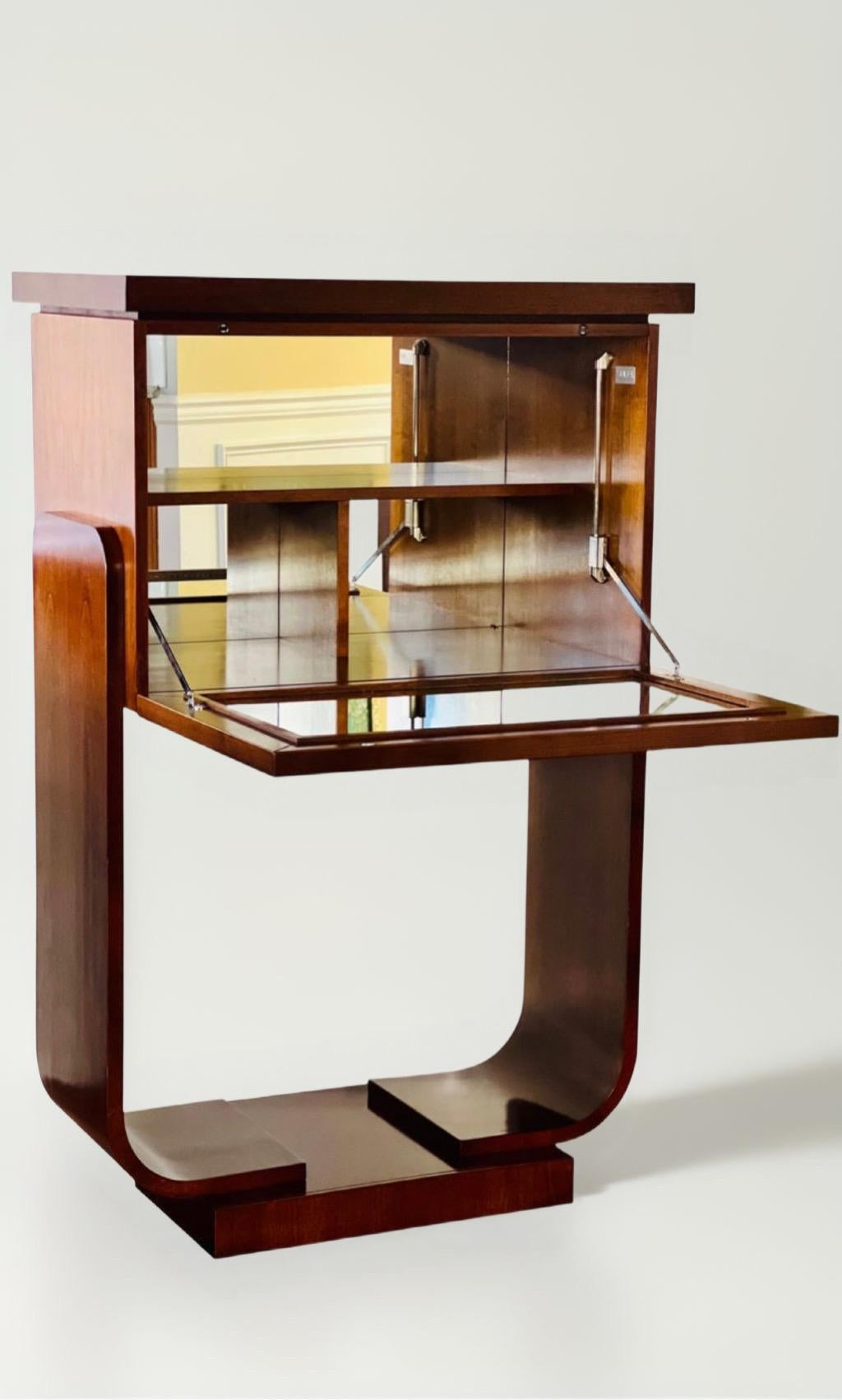 Italian SELVA Italy Art Deco Style Mirrored Bar Cabinet