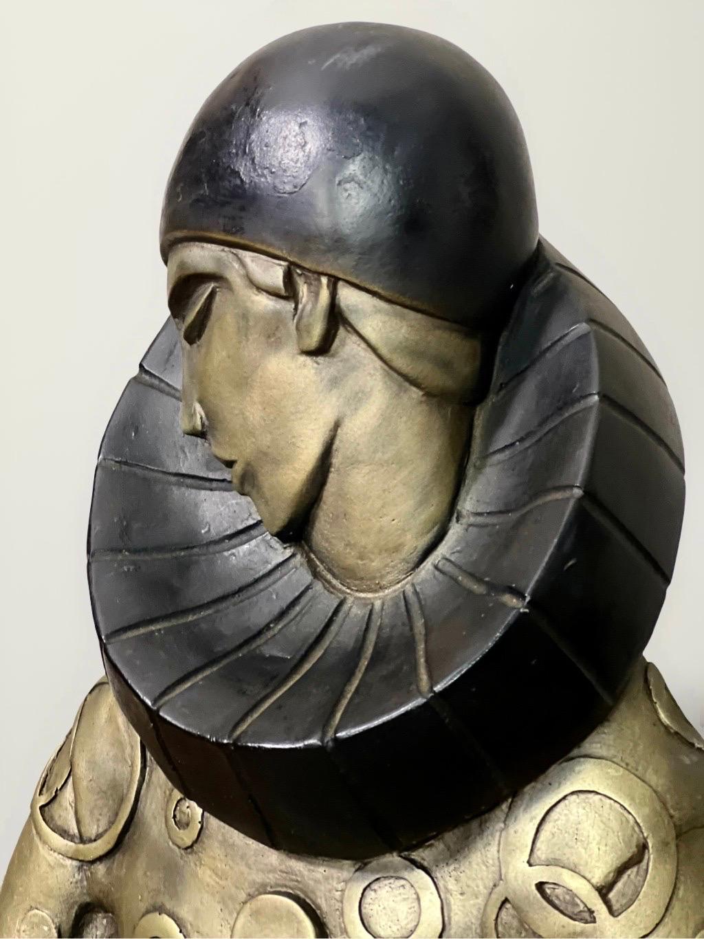 Escultura Pierrot en bronce, David Fisher, Austin Productions, 1986, Firmada Composición en venta