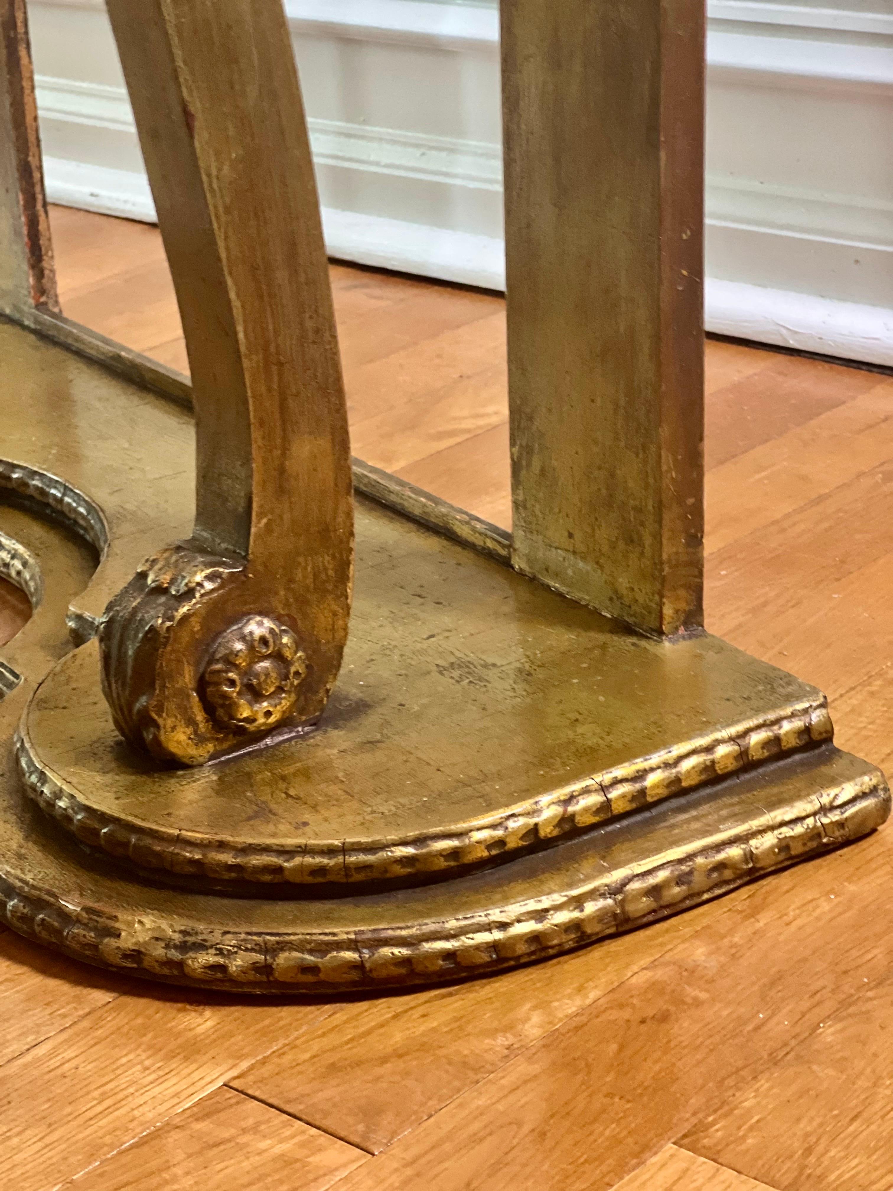 19th Century English Giltwood and Marble Narrow Console Table For Sale 8