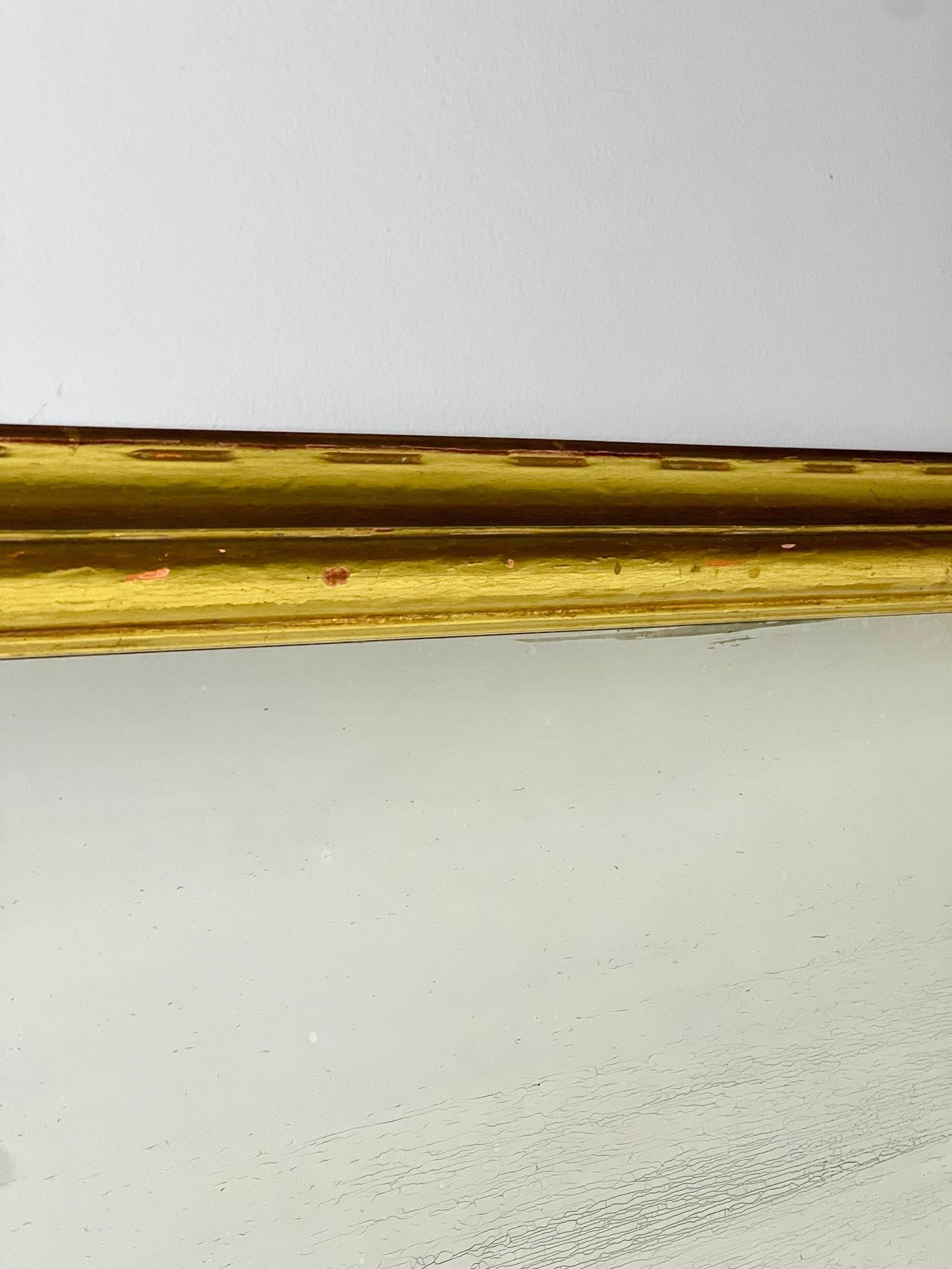 1940s Carved Giltwood Rectangular Mantle Mirror For Sale 3