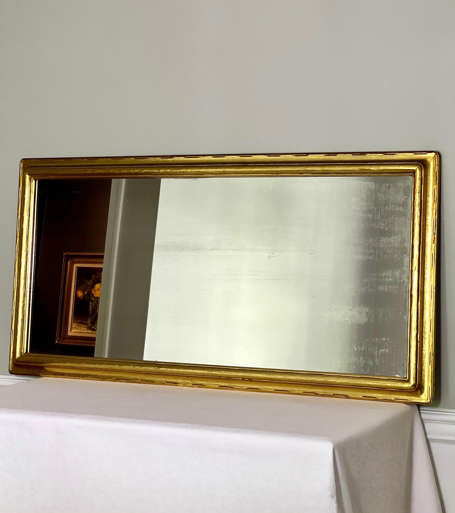 1940s Carved Giltwood Rectangular Mantle Mirror For Sale 5