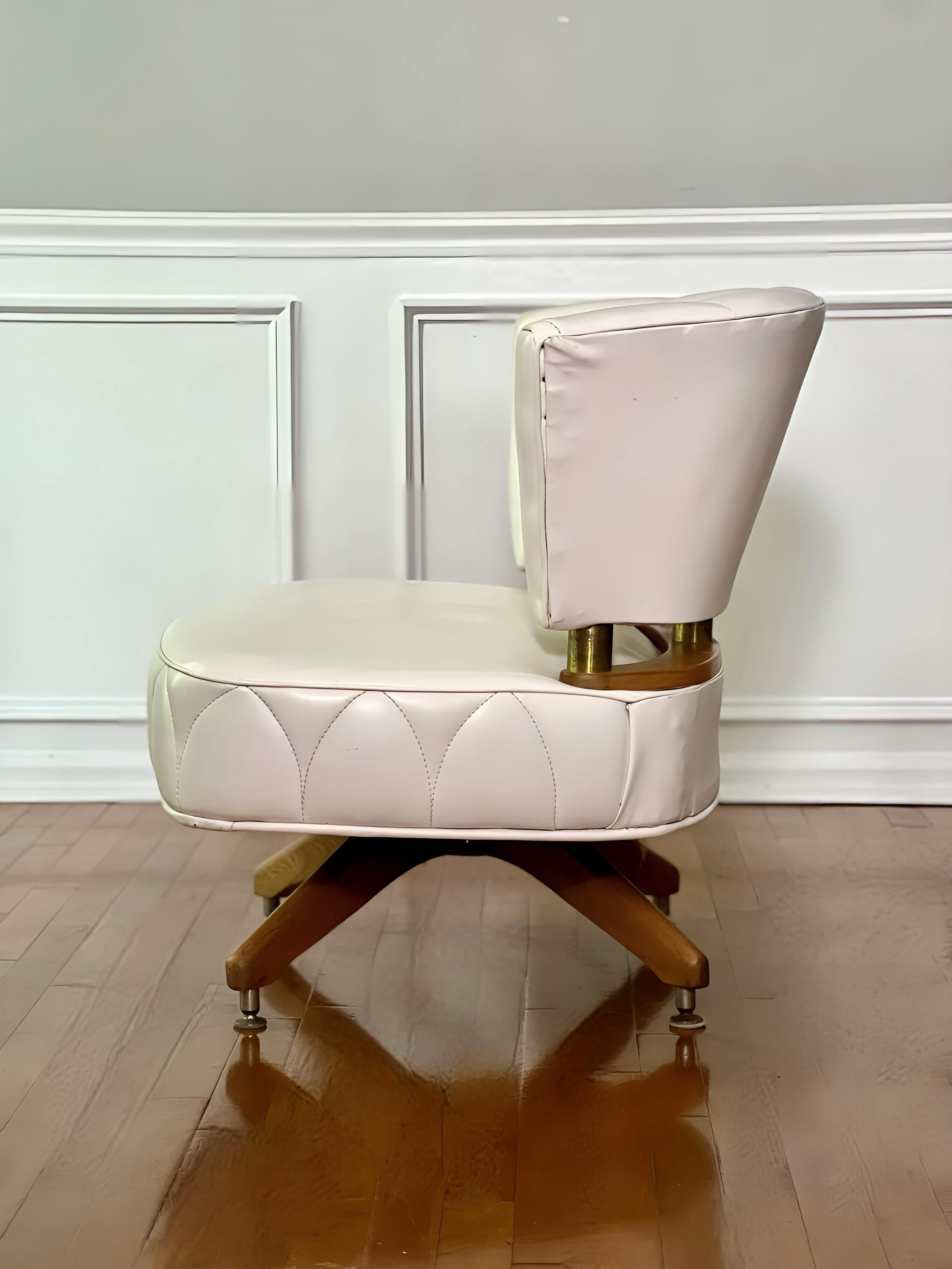 North American 1960s Kroehler White Swivel Side Chair For Sale