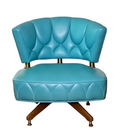 1960s Kroehler Turquoise Swivel Side Chair