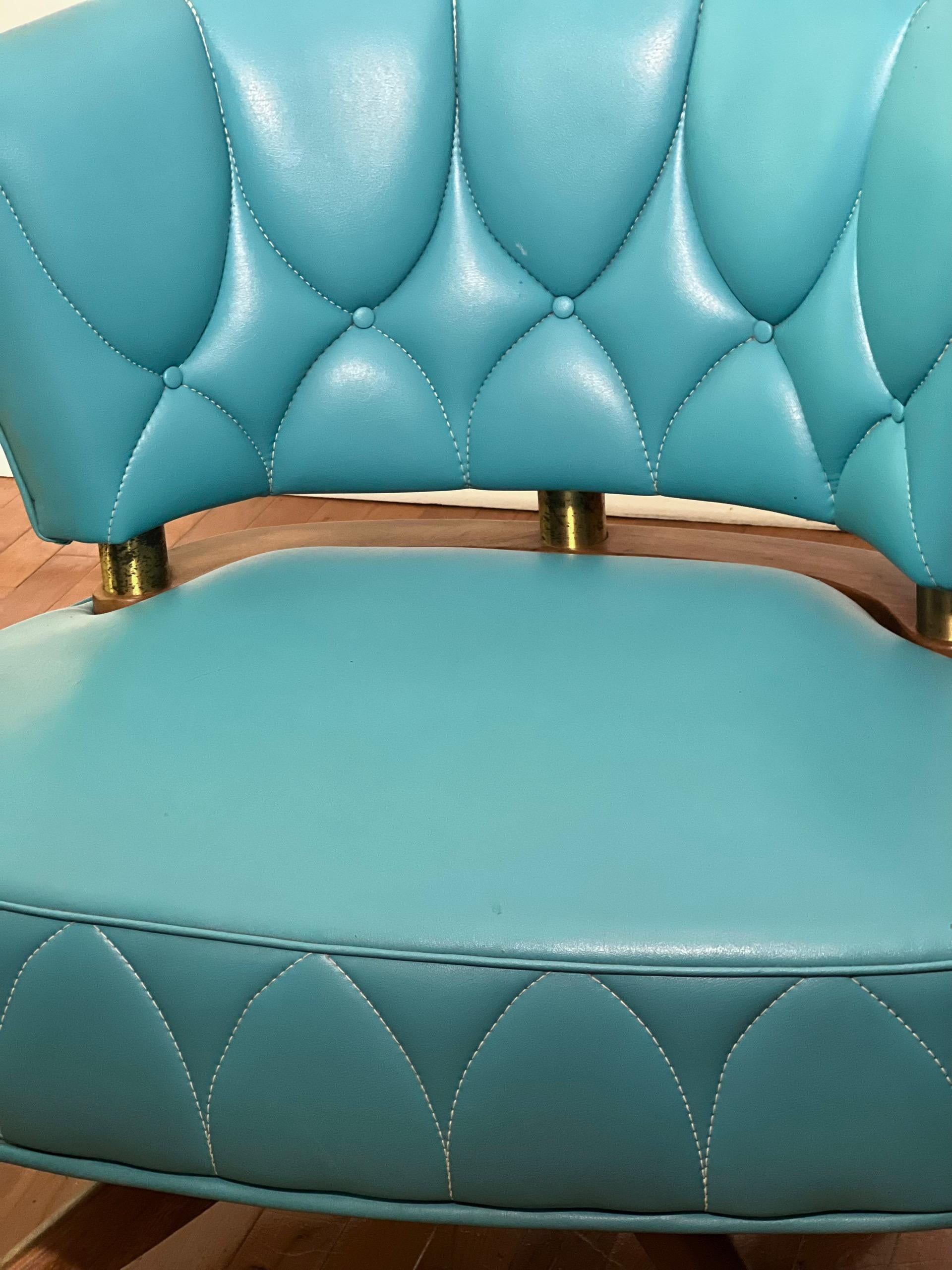 Mid-Century Modern 1960s Kroehler Turquoise Swivel Side Chair For Sale