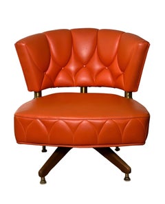 1960s Kroehler Orange Swivel Side Chair
