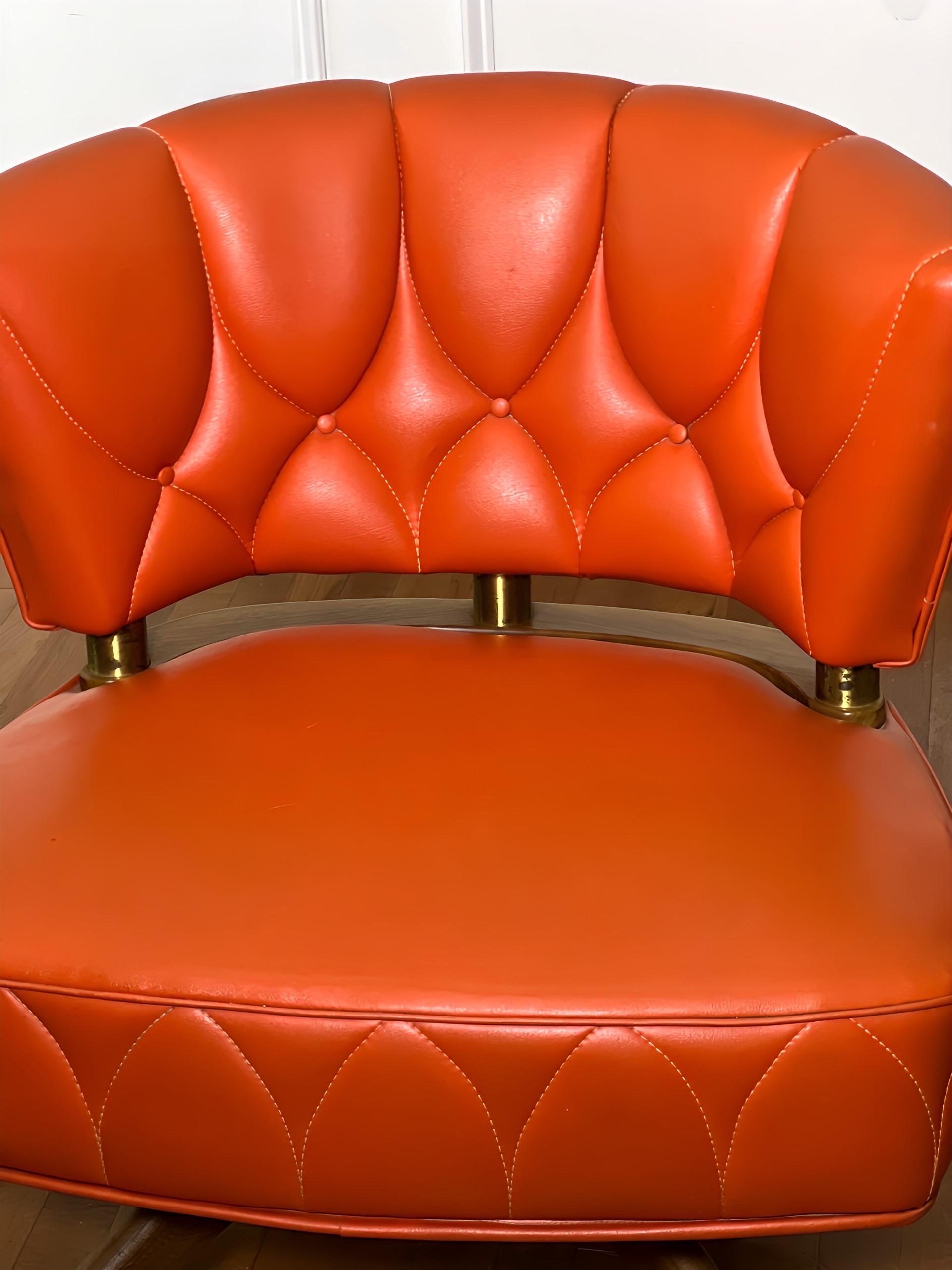 Mid-Century Modern 1960s Kroehler Orange Swivel Side Chair For Sale
