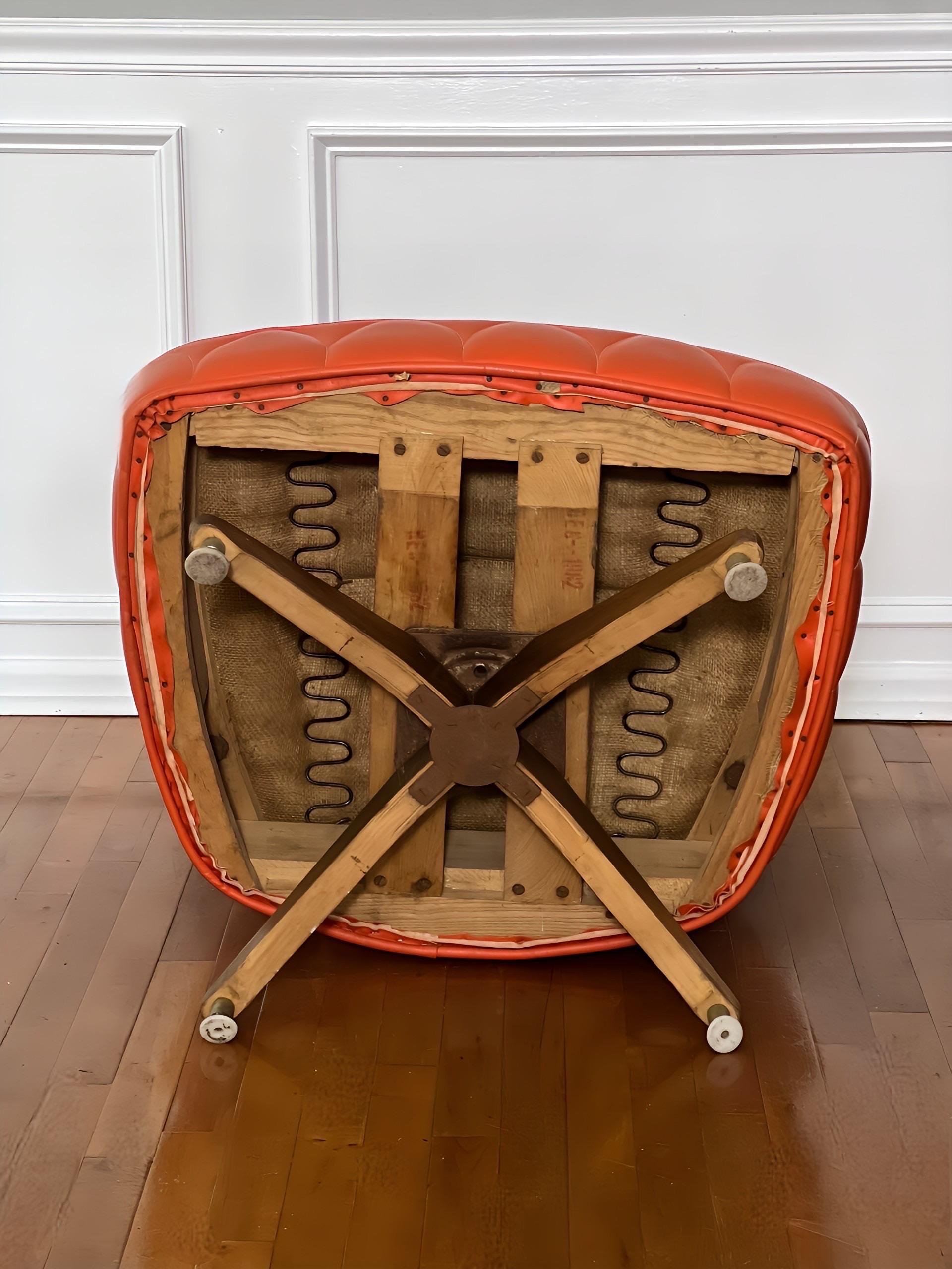 1960s Kroehler Orange Swivel Side Chair For Sale 1