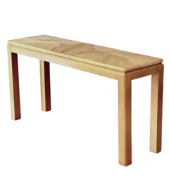 Karl Springer Style Faux Goatskin Lacquered Cream Console Table