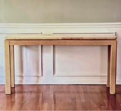 Karl Springer Style Faux Goatskin Lacquered Cream Console Table