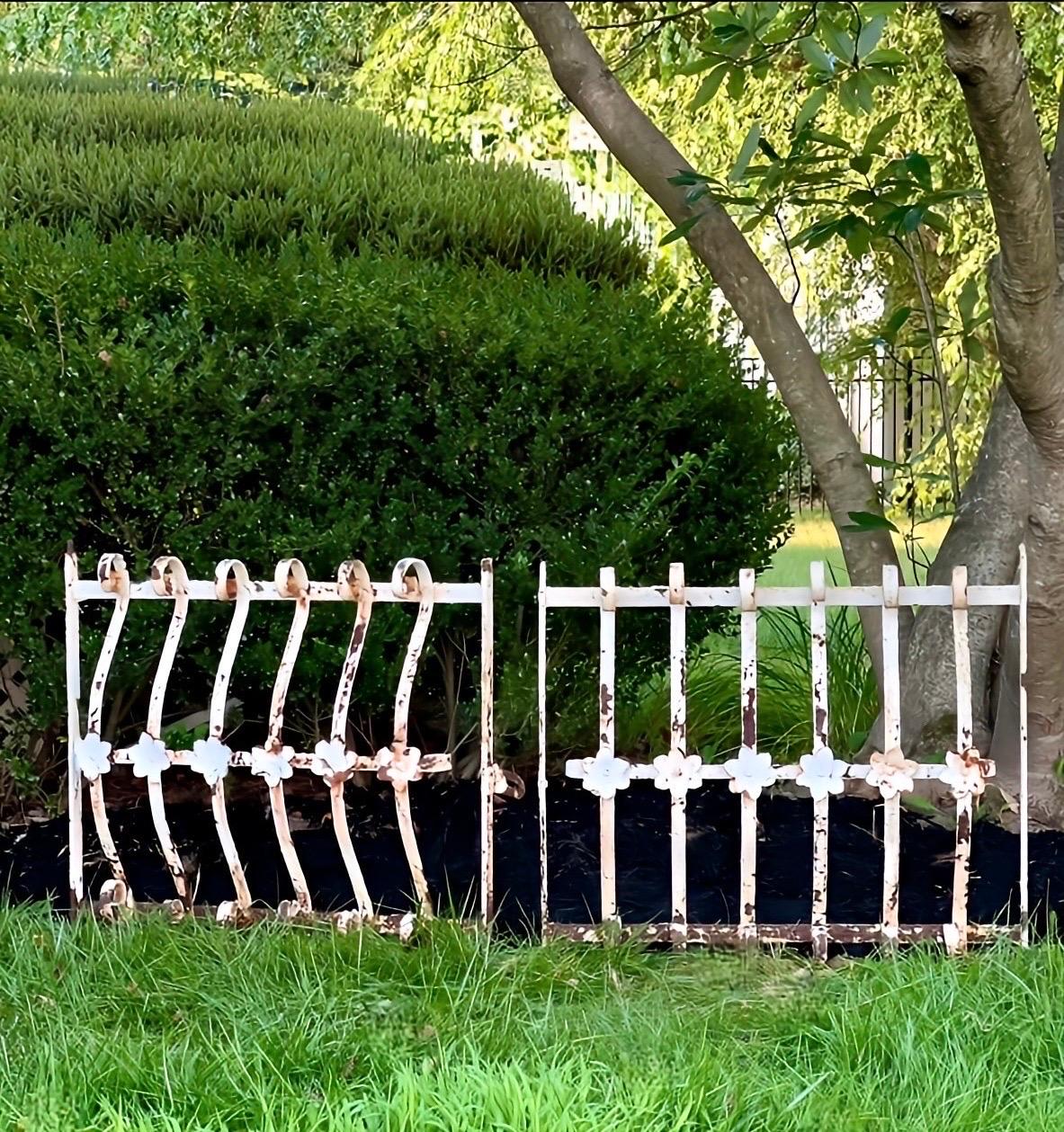 Antique Wrought Iron Window Guard Grates/Grills or Garden Gates, Set of 2 For Sale 6