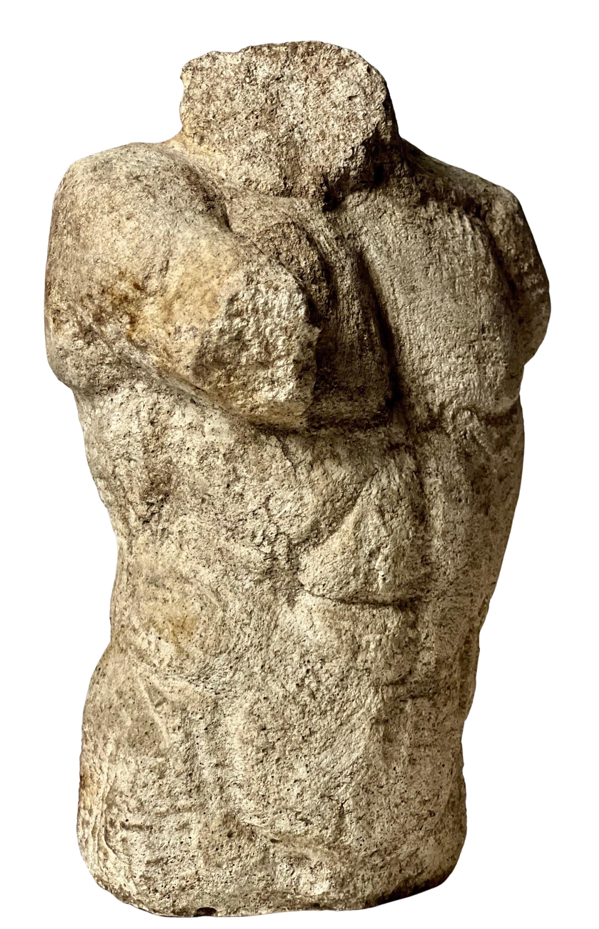 Buste torse nu masculin en béton classique du 19e siècle en vente