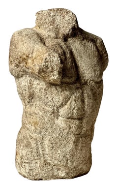 19th Century Classical Concrete Male Nude Torso Bust