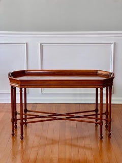 George III Style Mahogany Fixed Tray Top Cocktail Table with Inlay by Drexel