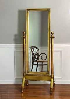Hollywood Regency Giltwood Cheval Floor Mirror