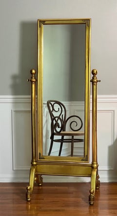 Hollywood Regency Giltwood Cheval Floor Mirror