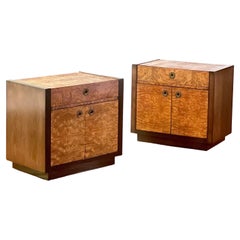 Vintage Milo Baughman Style Burl Nightstands by Century Furniture