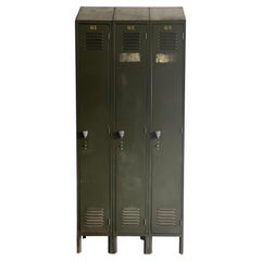 Used Industrial Steel Three Door Locker with Shelves and Slope Top by Lyon