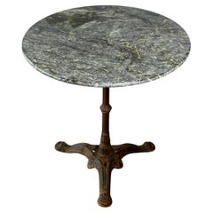 French Marble Top Cast Iron Base Round Bistro Table, Early 20th Century