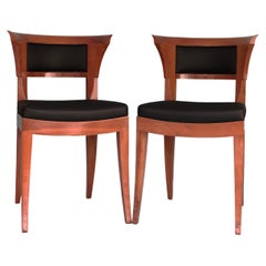 Giorgetti Cherry Wood Dining Chairs Model Sella Media by Leon Krier 1991 Set of2
