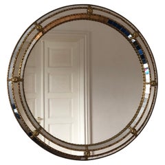 Vintage Venetian Cirkel Mirror Hollywood Regency in Gold Spain 1990s