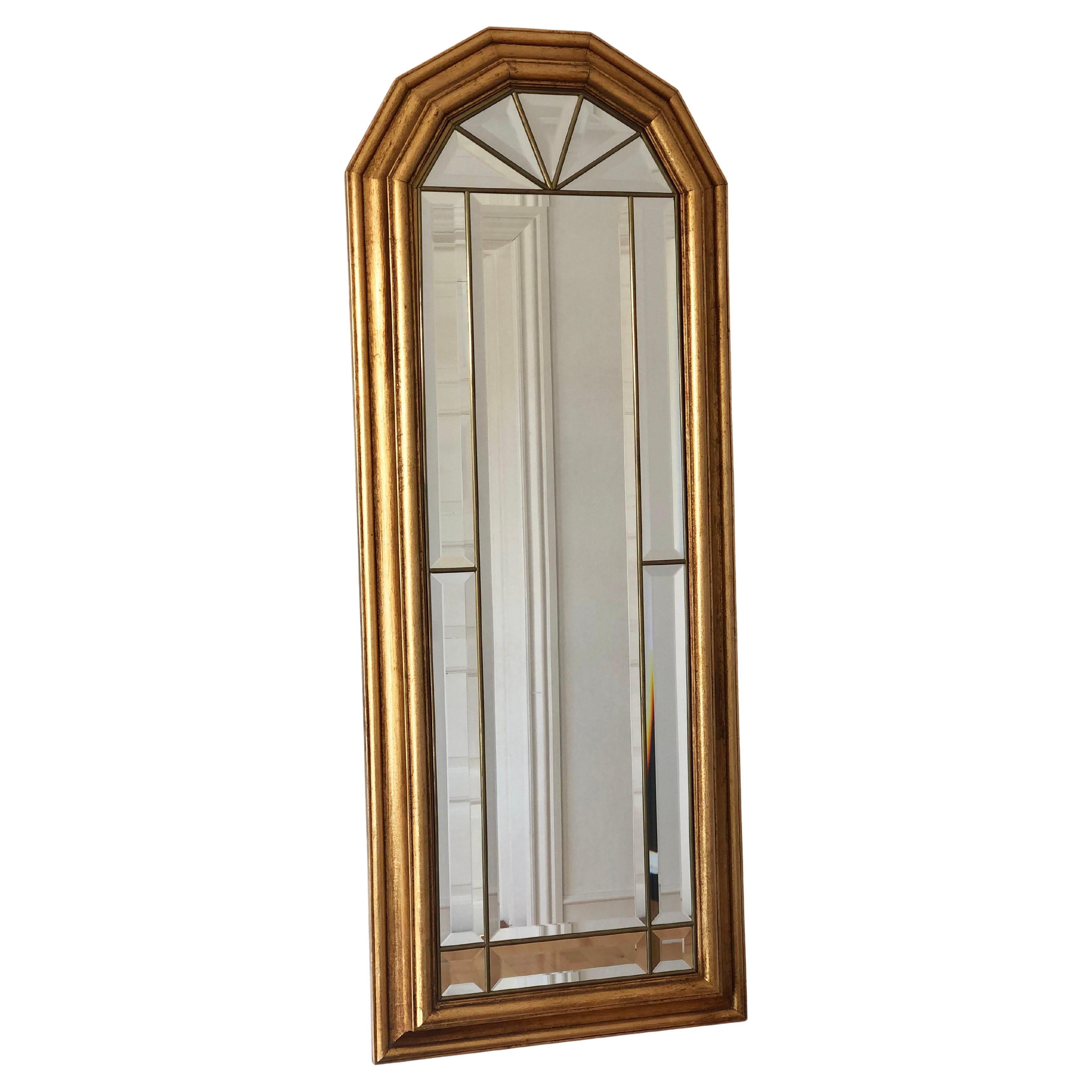 Vintage Giltwood Full Length Facet Cut Mirror Hollywood