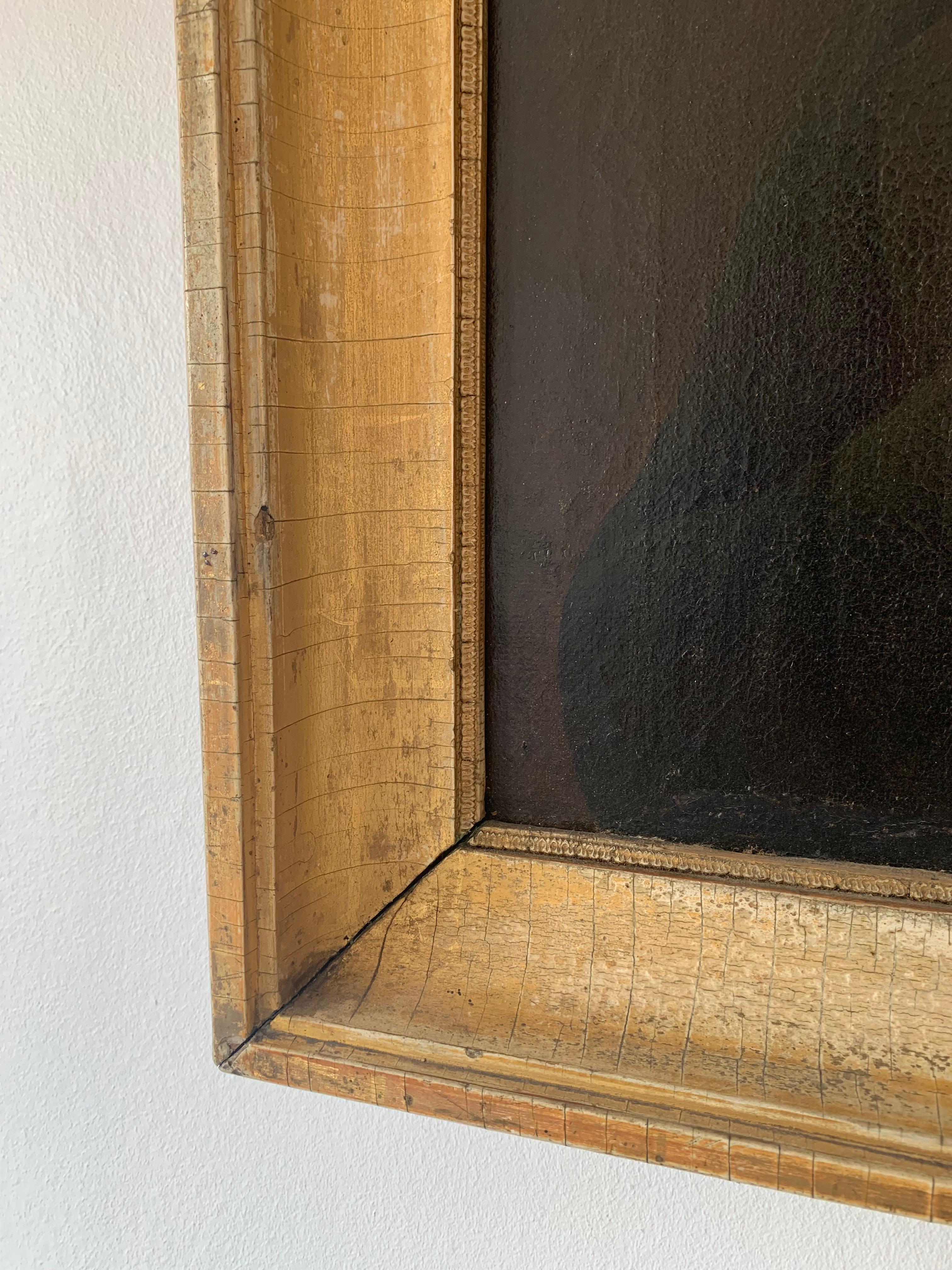 19th Century Antique Portrait Painting of a German Gentleman - Original Gilded Frame For Sale