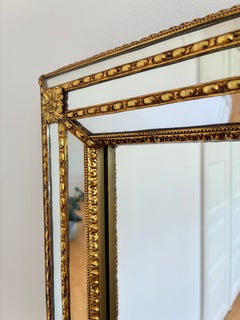 Vintage Spanish Venetian-Style Wall Mirror, Rectangular, Brass, 1980s Hollywood