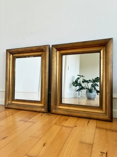 Par de espejos de pared daneses antiguos de madera dorada, de finales del siglo XIX