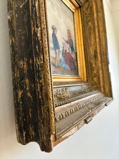 Original Antique Seaside Oil Painting of a Family, c. 1845