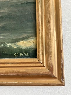 Vintage Signed Sailing Ship Seascape Oil Painting, c. 1930s