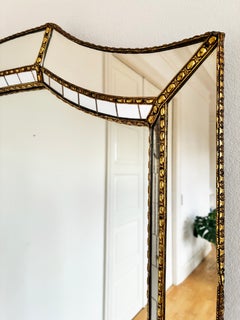 Large Vintage Spanish Venetian Style Rectangular Brass Wall Mirror – Gold Hollyw