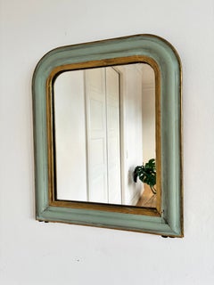 Antique French Louis Philippe Mirror – Green and Gold, Late 19th Century