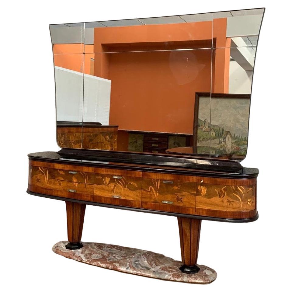 Buffet avec miroir par Dassi Mobili Moderni, années 1950, ensemble de 2 en vente