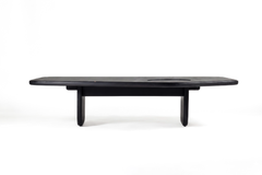Esvee Atelier Ishi Large Black Oak Katana-Inspired Coffee Table with Brass