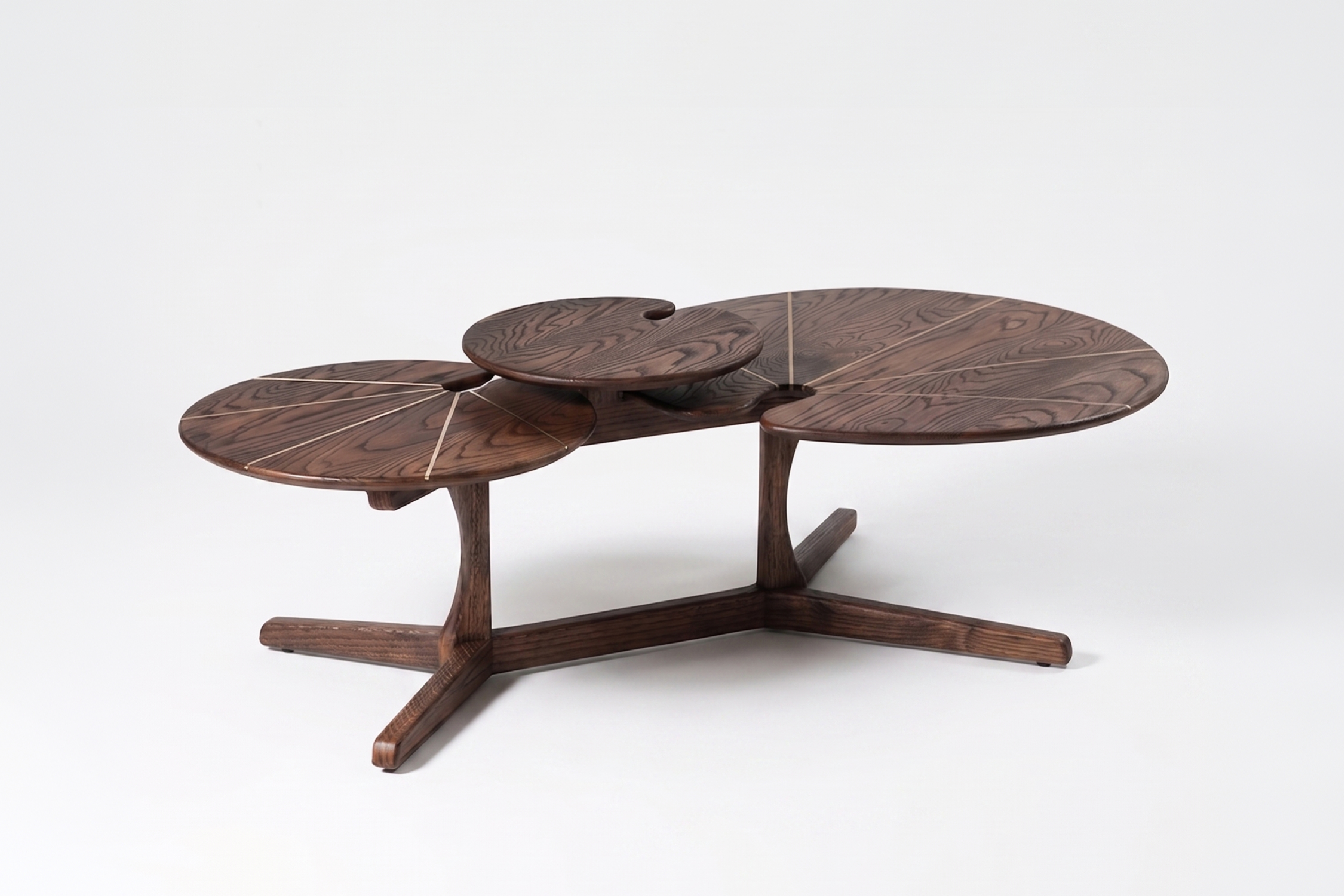 Esvee Atelier Organic Modern Solid Oak and Brass Inlay Kaluva Coffee Table