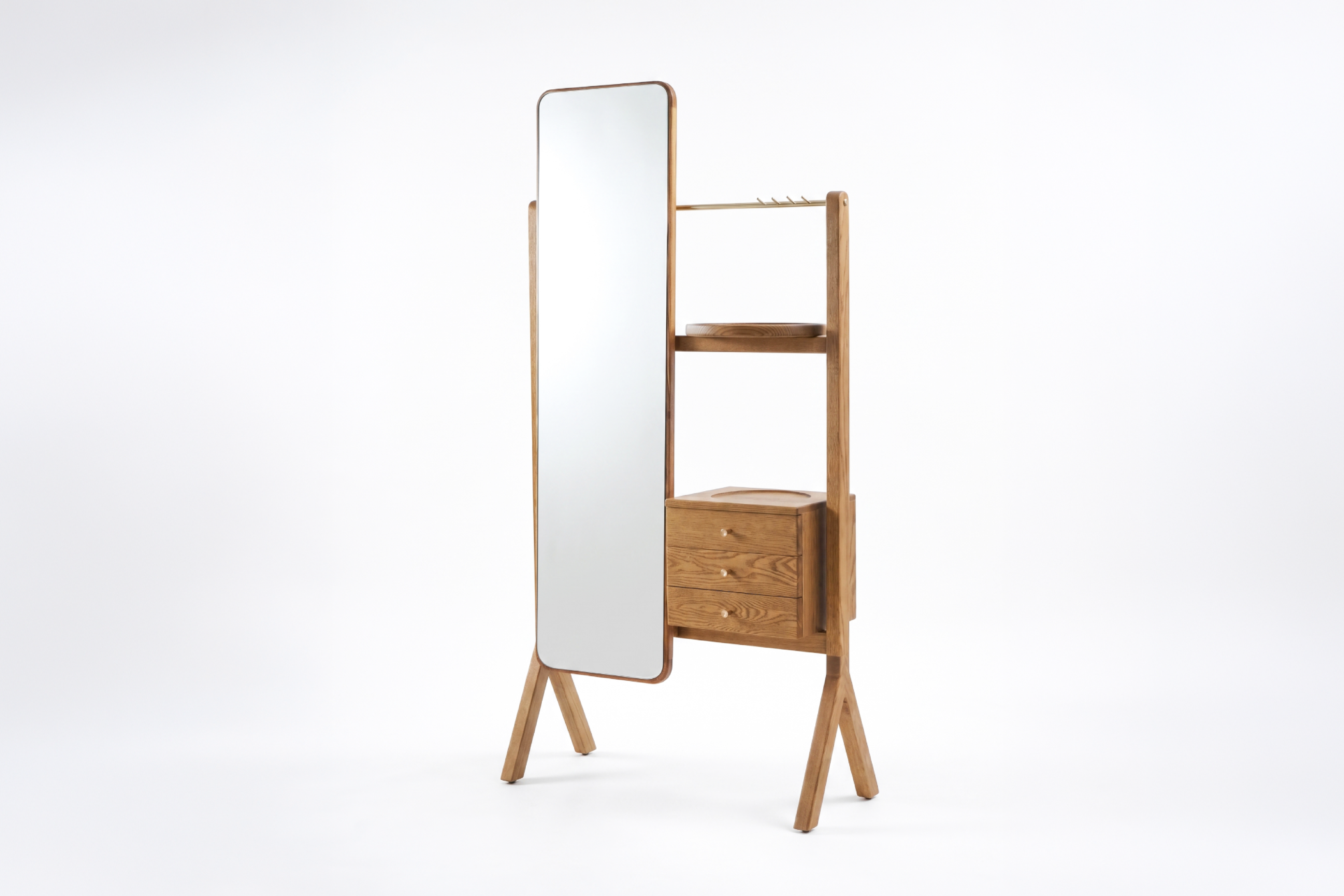 Esvee Atelier Cleopatra Solid American Oak Vanity Dressing Unit with Brass For Sale