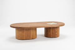 Esvee Atelier Organic Modern Solid Oak Celeste Coffee Table with Brass
