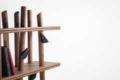 Esvee Atelier "Bamboo Forest" - Libreria a scaffali aperti/mobile contenitore in rovere massiccio con finiture in ottone