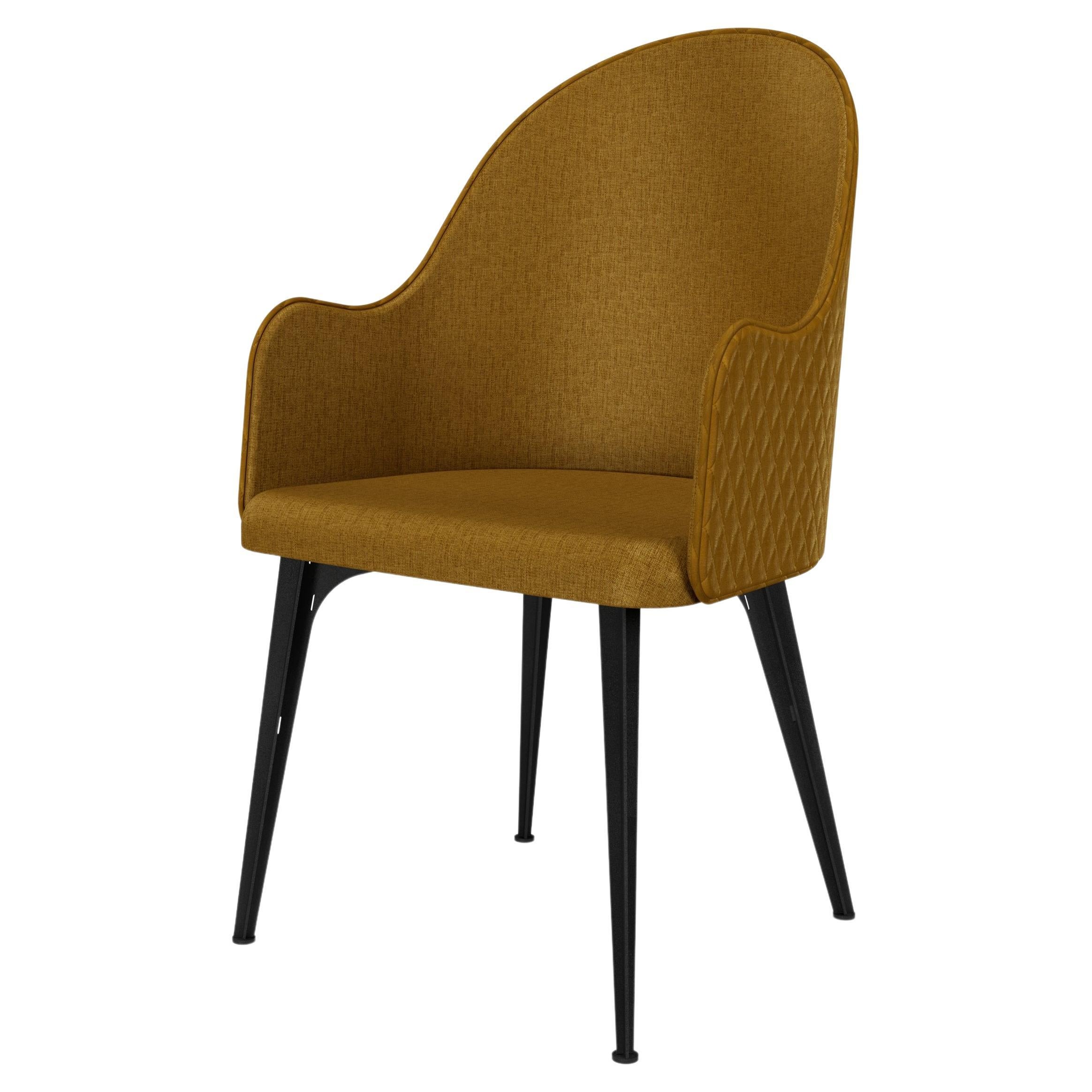 Lunana upholstered armchair with steel legs For Sale