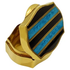 Pillenbox Handbemalter Salimbeni mit gestreiften Streifen aus Silber und Sterlingsilber-Emaille