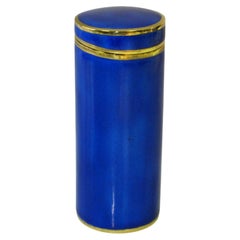 Scatola per sigari cilindrica da tavolo smalto blu su guilloché Salimbeni.