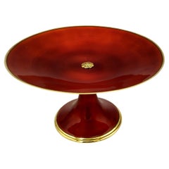 Centro de mesa dorado con esmalte al fuego translúcido sobre guilloché Salimbeni