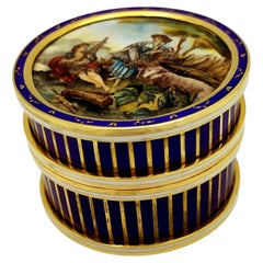 Scatola da tavolo in oro zecchino e smalto cotto in miniatura Salimbeni