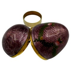 X-Small style Egg Faberge Enamel hand painted wreaths Sterling Silver Salimbeni